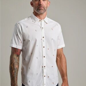 Ted Baker Tropical Men's Large New White Short Sleeve Button-Up